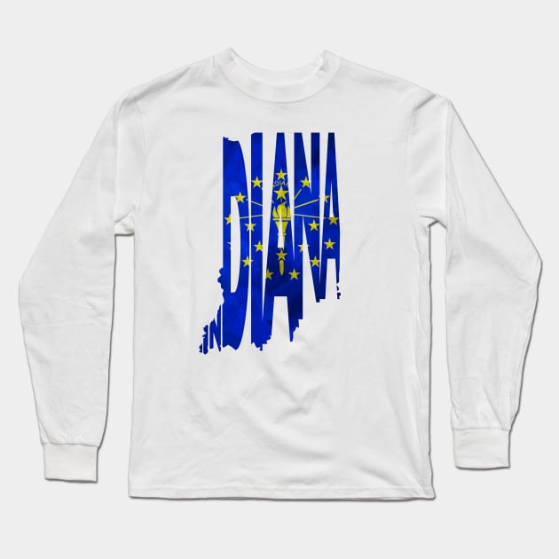 Indiana Typo Map Long Sleeve T-Shirt by inspirowl